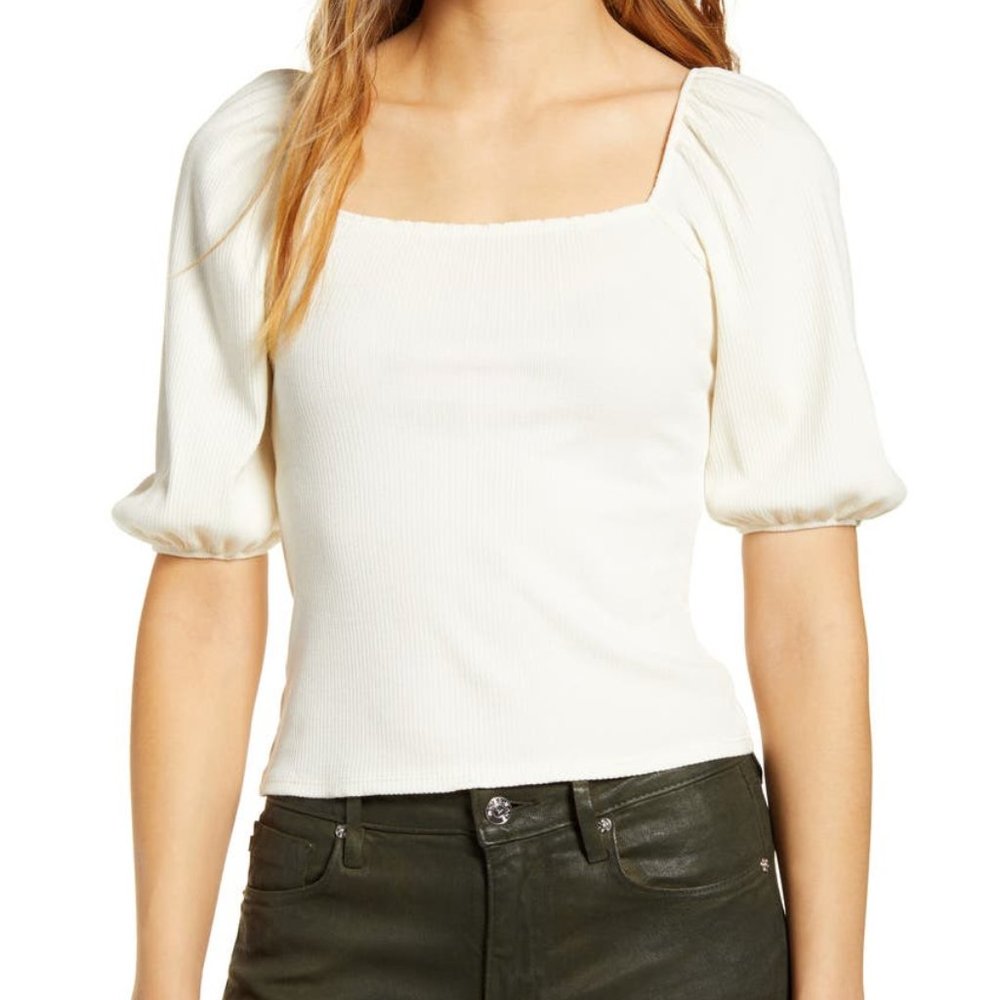 NWOT PST Square Neck Puff Sleeve Top